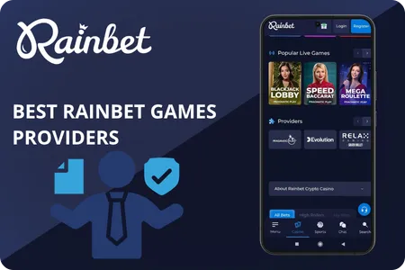 Rainbet games providers mobile screen