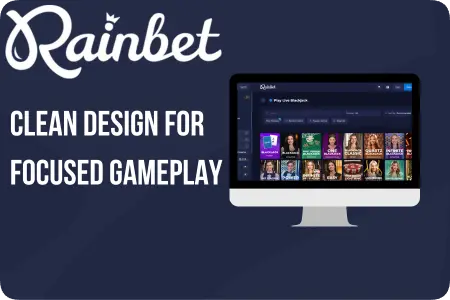 Close-up of the Rainbet blackjack interface highlighting 