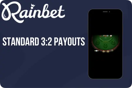 Rainbet blackjack table showing five betting positions 