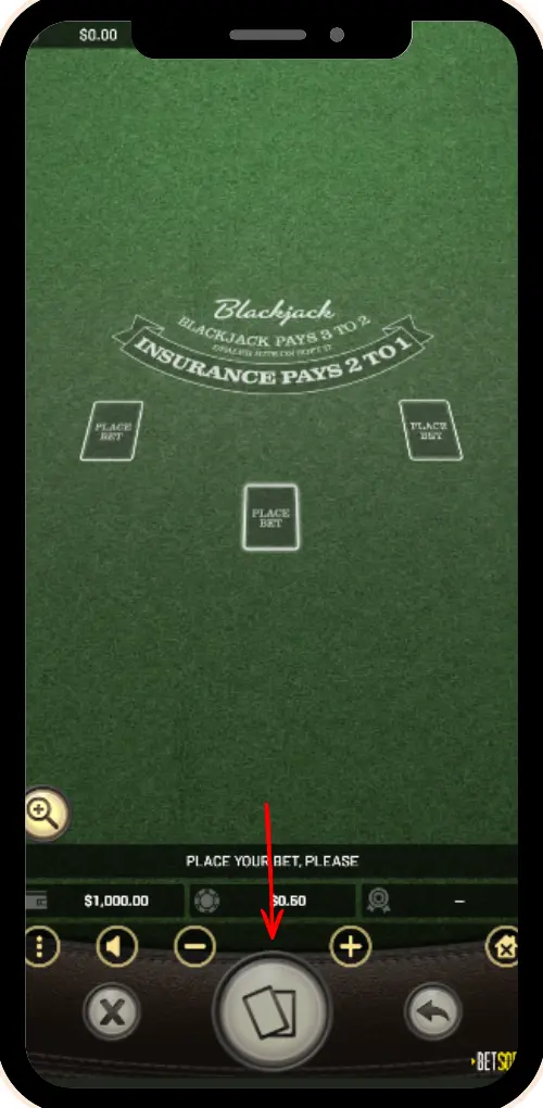 Rainbet Blackjack game interface with