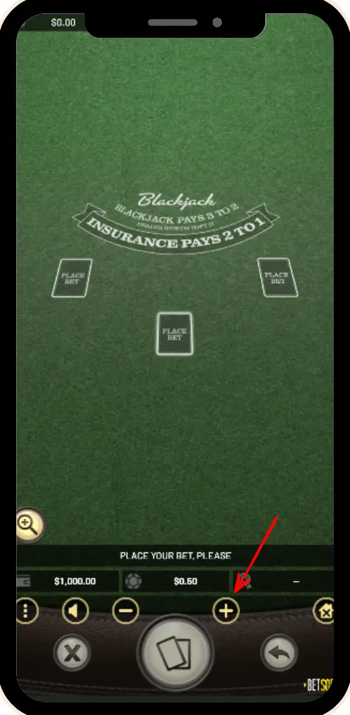Control panel in Rainbet Blackjack
