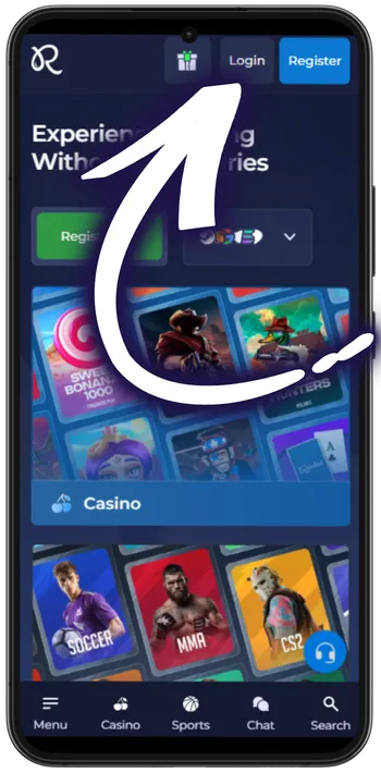 Rainbet Find the Login button